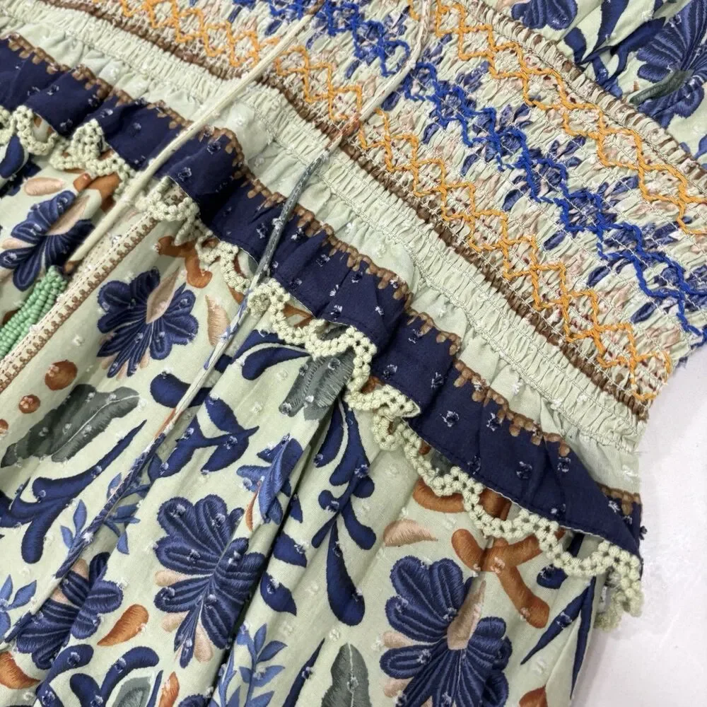 Farm Rio Dress Size Large Ocean Tapestry Midi Sleeveless Boho Anthropologie - Picture 11 of 12